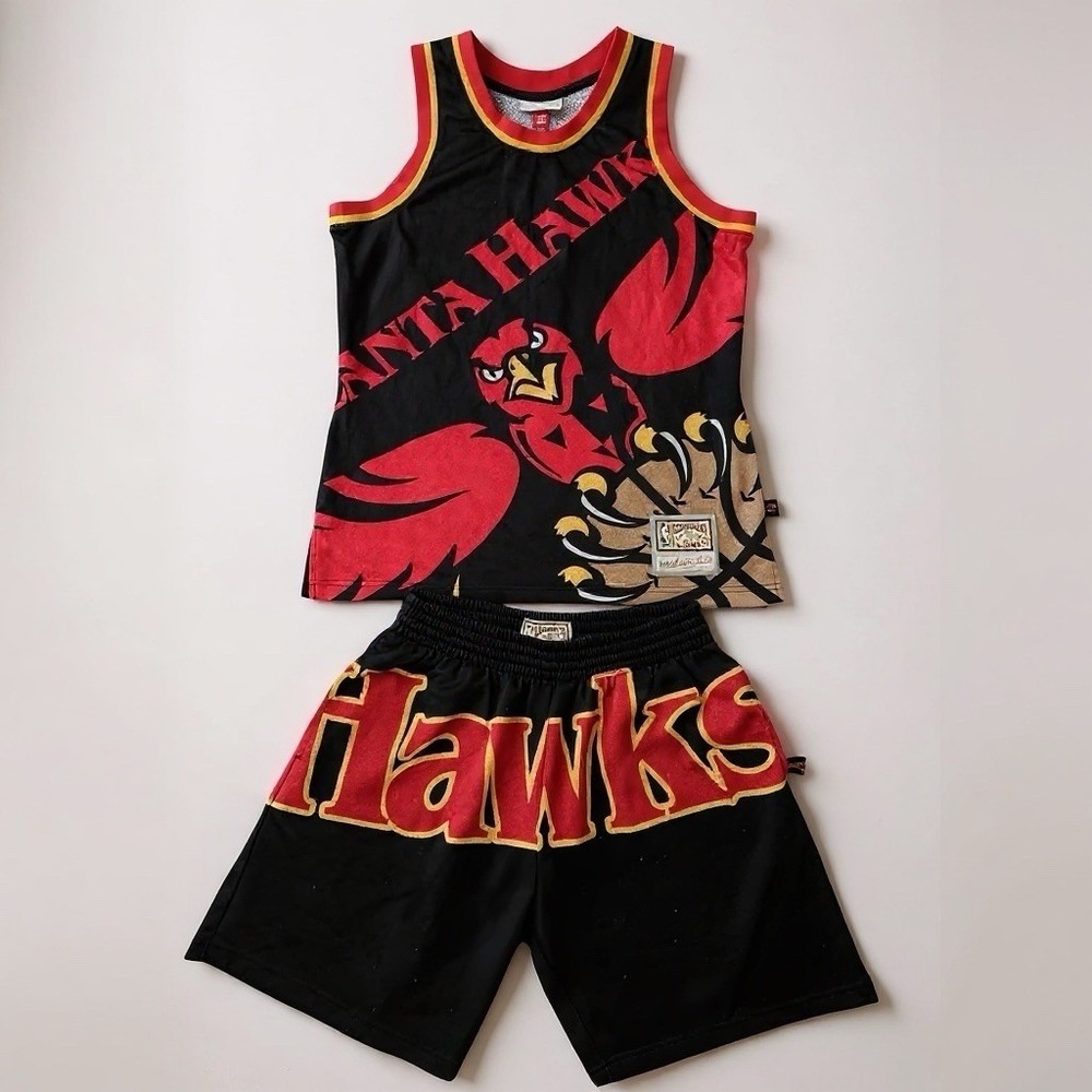 Rare Mitchell & Ness Atlanta Hawks Blown Out Jersey‎ Shorts Set Mens Size Medium